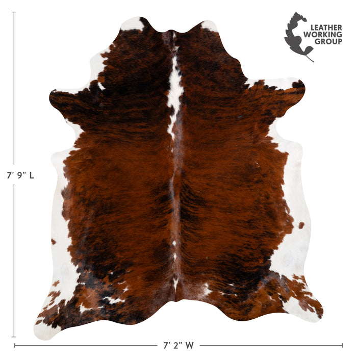 Brazilian Brindle White Belly and Backbone Cowhide Rug Size 7'9" L x 7'2" W 3690