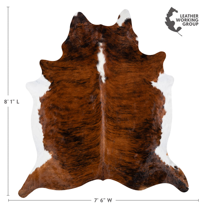Brazilian Brindle White Belly and Backbone Cowhide Rug Size 7'8" L x 7'9" W 3693