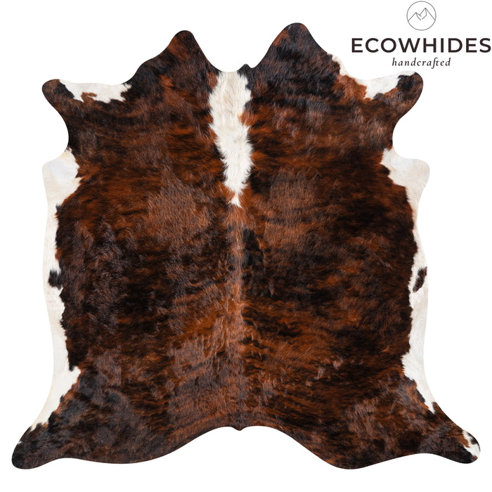 Brazilian Brindle White Belly and Backbone Cowhide Rug Size 7'1" L x 7'5" W 3692