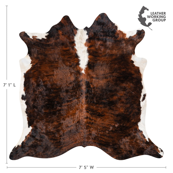 Brazilian Brindle White Belly and Backbone Cowhide Rug Size 7'1" L x 7'5" W 3692