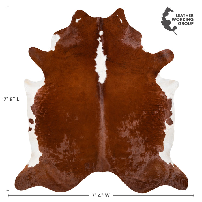 Brazilian Hereford Cowhide Rug Size 7'8" L x 7'4" W 3694