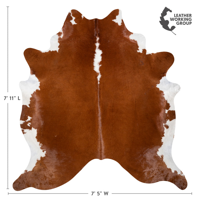Brazilian Hereford Cowhide Rug Size 7'11" L x 7'5" W 3706