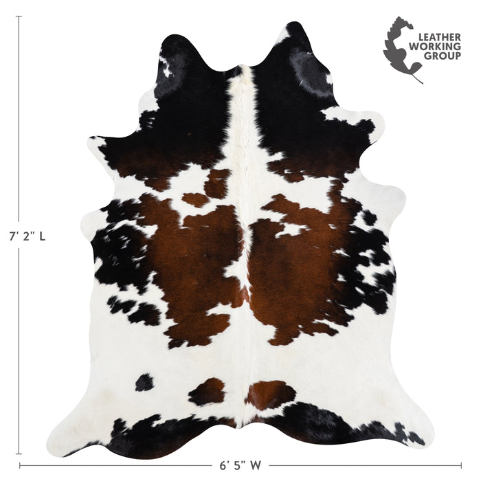 Brazilian Chocolate and White Cowhide Rug Size 7'2" L x 6'5" W 3735
