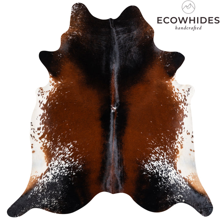 Brazilian Chocolate and White Cowhide Rug Size 6'9" L x 6'7" W 3738