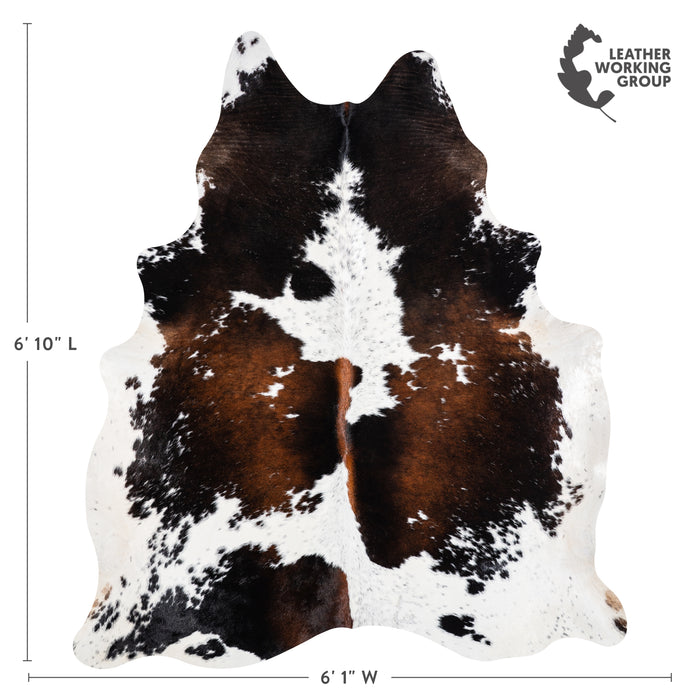 Brazilian Chocolate and White Cowhide Rug Size 6'10" L x 6'1" W 3739