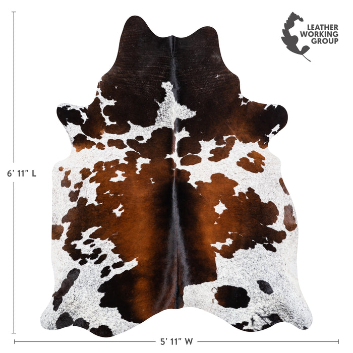 Brazilian Chocolate and White Cowhide Rug Size 6'11" L x 5'11" W 3745