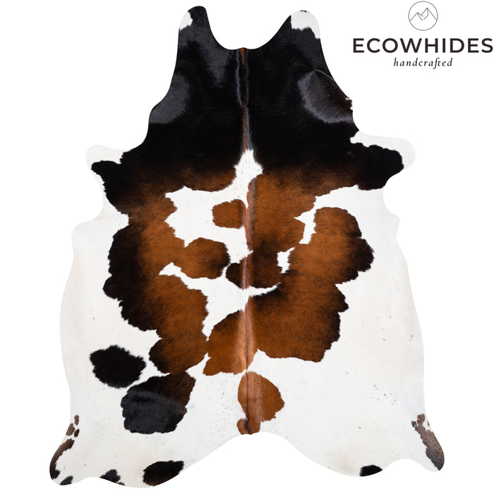 Brazilian Chocolate and White Cowhide Rug Size 7'3" L x 6'1" W 3749