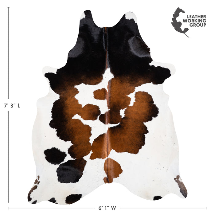 Brazilian Chocolate and White Cowhide Rug Size 7'3" L x 6'1" W 3749