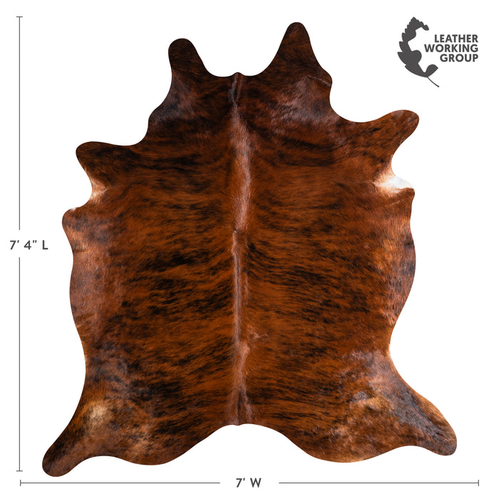 Brazilian Brindle Cowhide Rug Size 7'4" L x 7'0" W 3751