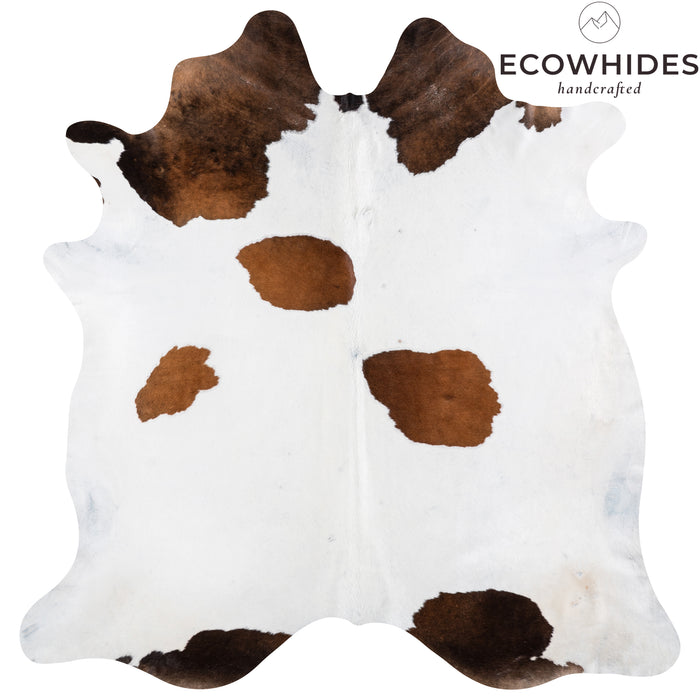 Brazilian Chocolate and White Cowhide Rug Size 7'6" L x 7'5" W 3762