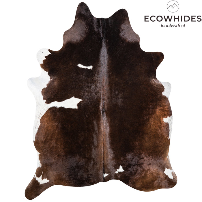 Brazilian Chocolate and White Cowhide Rug Size 7'4" L x 5'10" W 3770