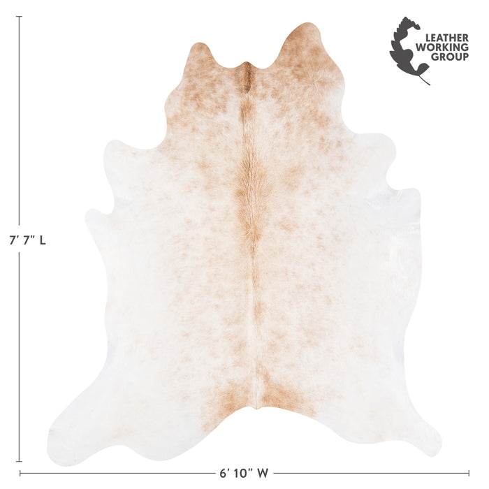 Brazilian Palomino and White Cowhide Rug Size 7'7" L x 6'10" W 3791