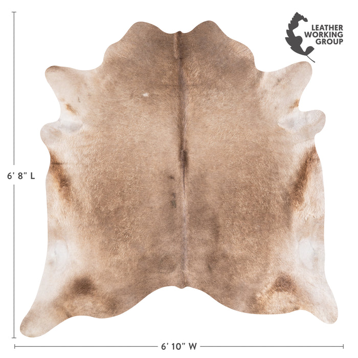 Brazilian Beige Cowhide Rug Size 6'8" L x 6'1" W 3802