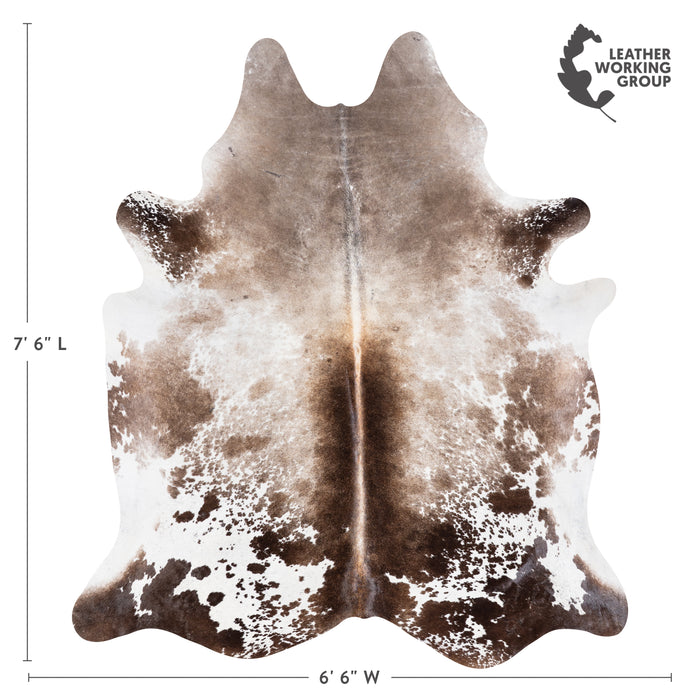 Brazilian Brown Salt and Pepper Cowhide Rug Size 7'6" L x 6'6" W 3809