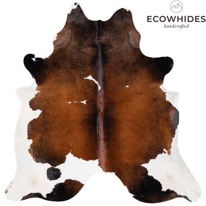 Brazilian Brown and White Cowhide Rug Size 7'3" L x 7'0" W 3814