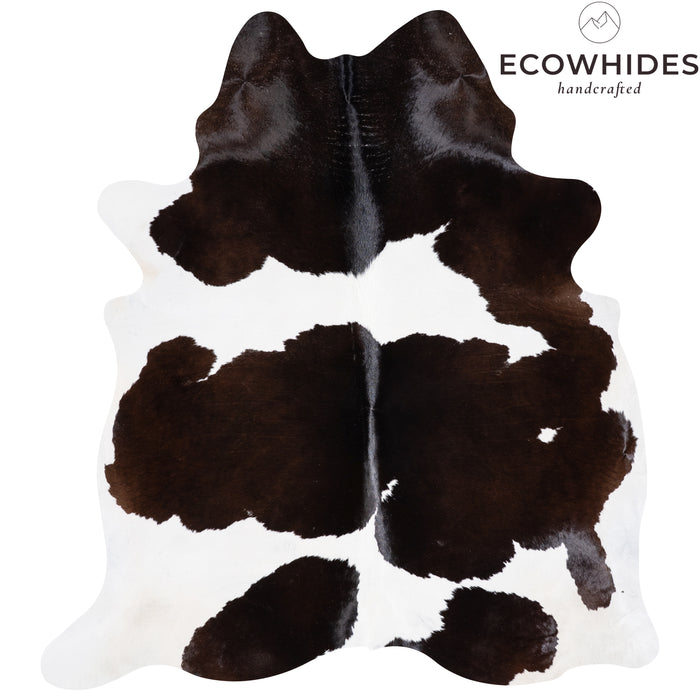 Brazilian Chocolate and White Cowhide Rug Size 6'10" L x 6'3" W 3823