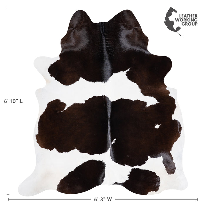 Brazilian Chocolate and White Cowhide Rug Size 6'10" L x 6'3" W 3823