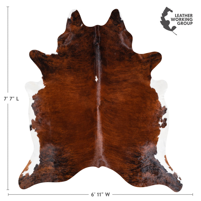 Brazilian Brindle White Belly Cowhide Rug Size 7'7" L x 6'11" W 3834