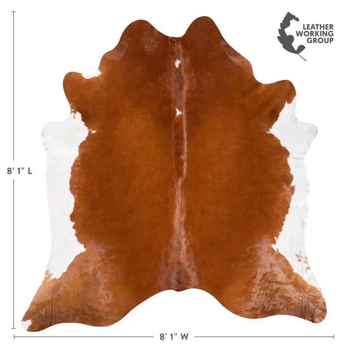 Brazilian Brown and White Cowhide Rug Size 8'1" L x 8'1" W 3841