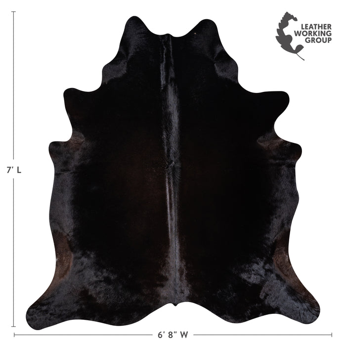 Brazilian Solid Black Cowhide Rug Size 7'0" L x 6'8" W 3845