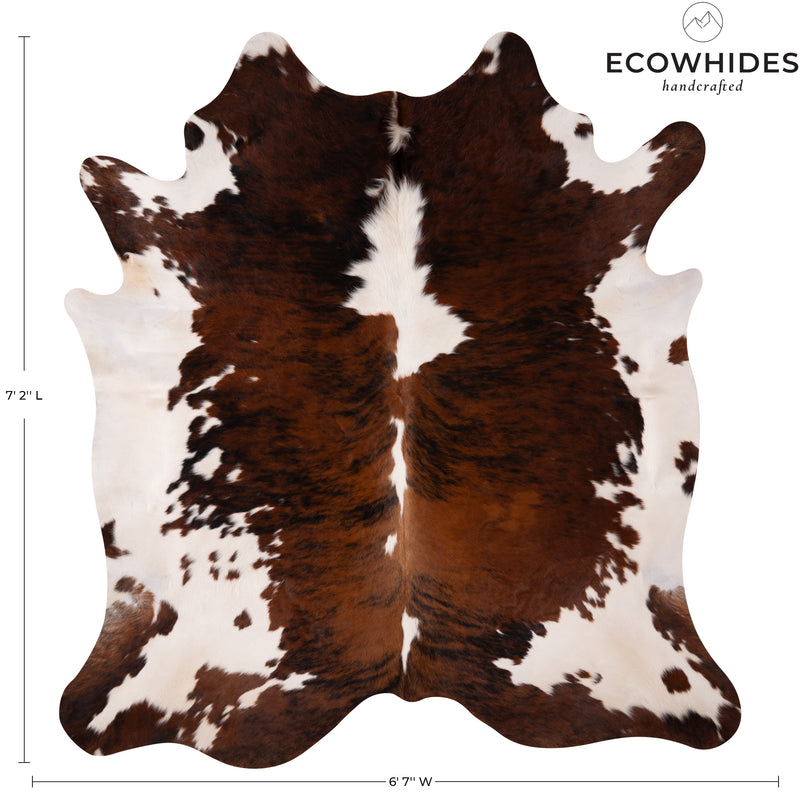 Tricolor Cowhide Rug Size 7'2'' L X 6'7'' W 4947 , Stain Resistant Fur | eCowhides