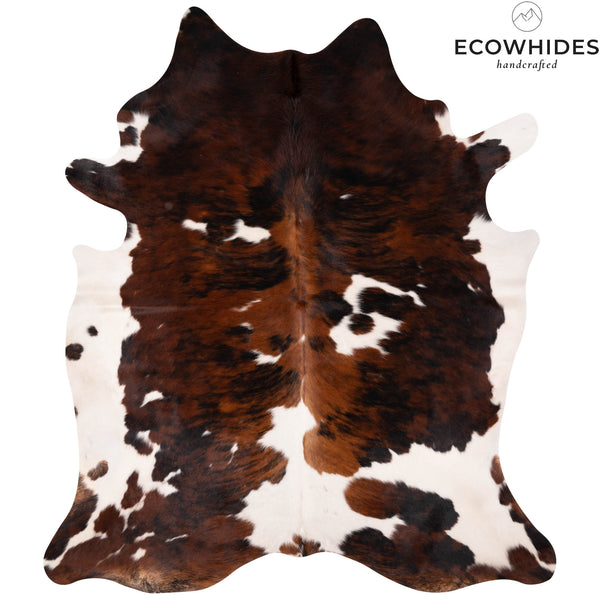 Tricolor Cowhide Rug Size 7'10'' L X 6'8'' W 4951 , Stain Resistant Fur | eCowhides