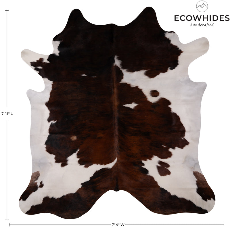 Tricolor Cowhide Rug Size 7'11'' L X 7'4'' W 4954 , Stain Resistant Fur | eCowhides