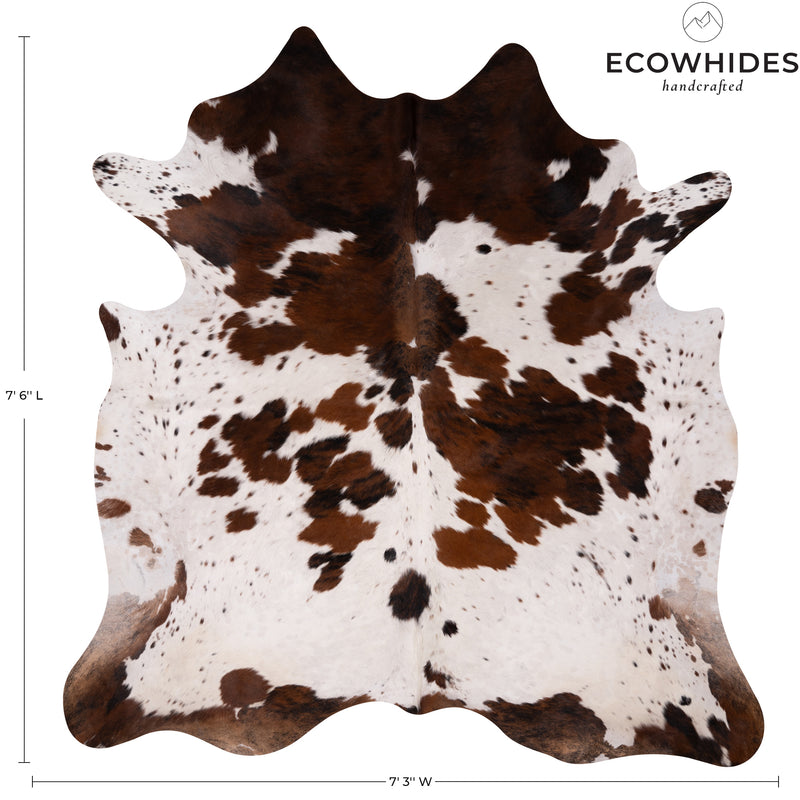 Tricolor Cowhide Rug Size 7'6'' L X 7'3'' W 4956 , Stain Resistant Fur | eCowhides
