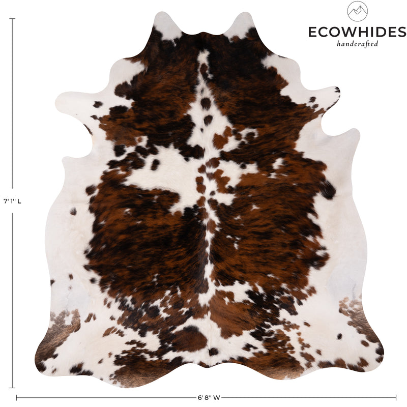Tricolor Cowhide Rug Size 7'1'' L X 6'8'' W 4960 , Stain Resistant Fur | eCowhides