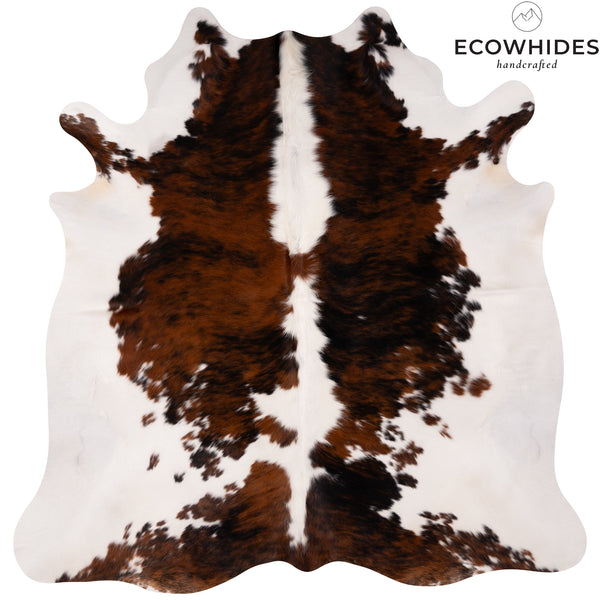 Tricolor Cowhide Rug Size 6'9'' L X 6'7'' W 4967 , Stain Resistant Fur | eCowhides