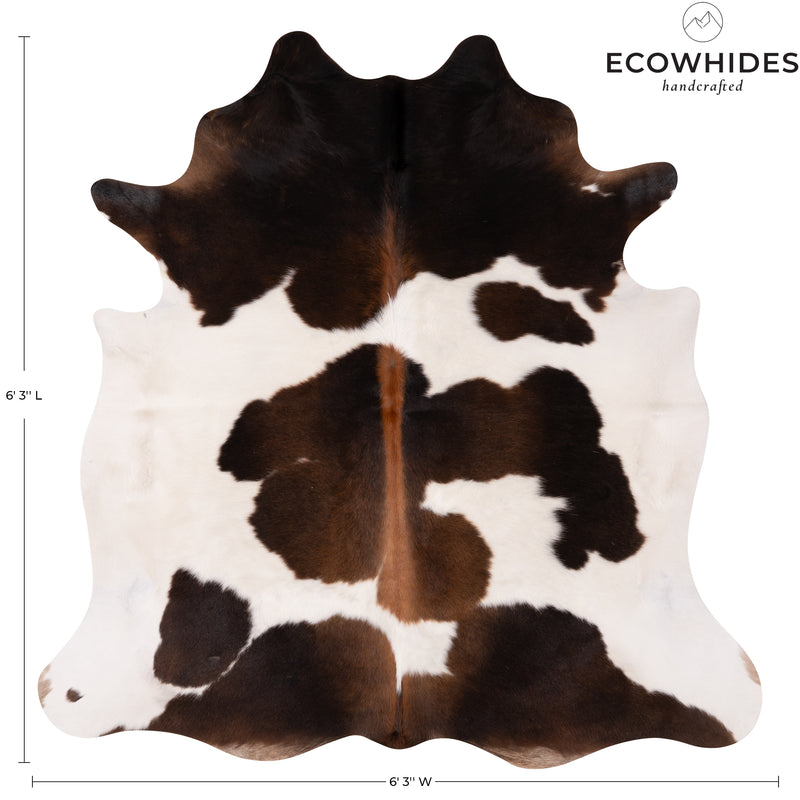Chocolate And White Cowhide Rug Size 6'3'' L X 6'3'' W 4969 , Stain Resistant Fur | eCowhides