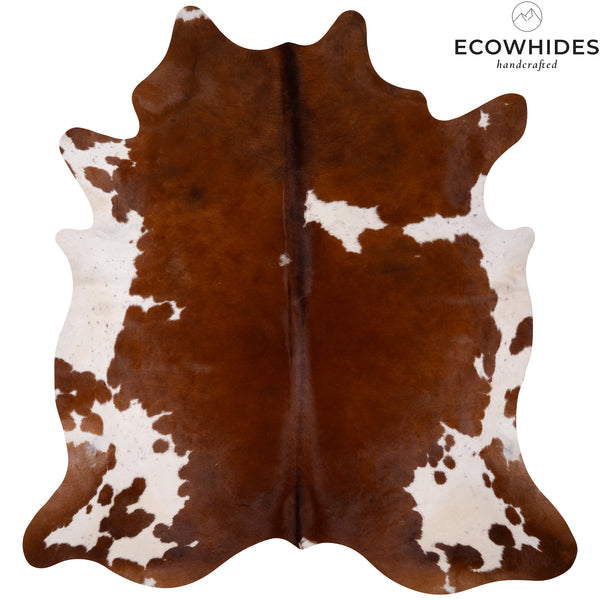 Brown and White Cowhide Rug Size 8'2'' L x 7'6'' W 4971