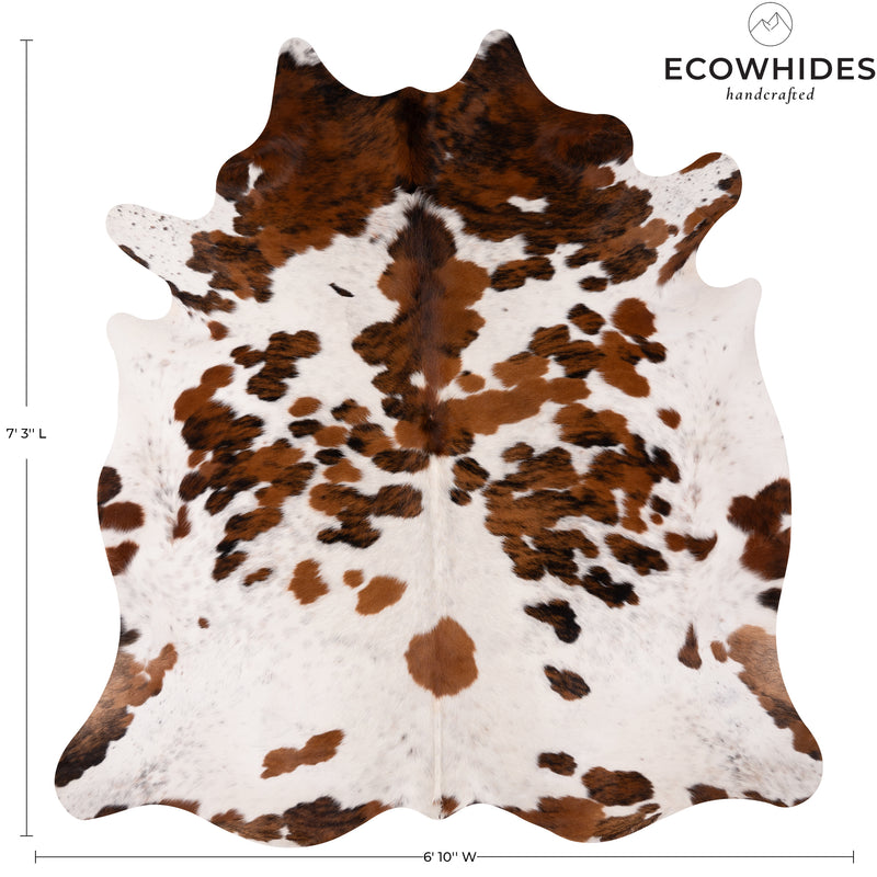 Tricolor Cowhide Rug Size 7'3'' L X 6'10'' W 4975 , Stain Resistant Fur | eCowhides