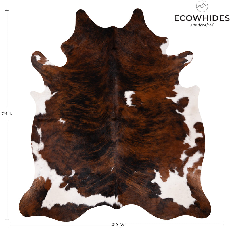 Tricolor Cowhide Rug Size 7'6'' L X 6'9'' W 4994 , Stain Resistant Fur | eCowhides