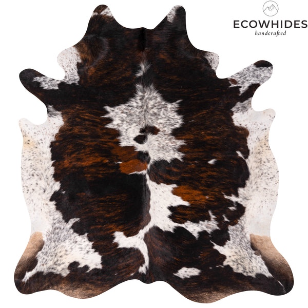 Tricolor Cowhide Rug Size 7'7'' L X 6'11'' W 5063 , Stain Resistant Fur | eCowhides