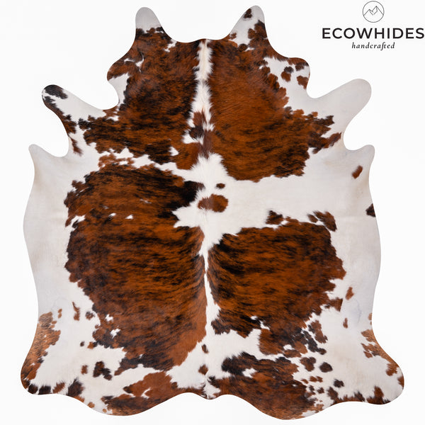 Tricolor Cowhide Rug Size 7'5'' L X 7' W 5067 , Stain Resistant Fur | eCowhides