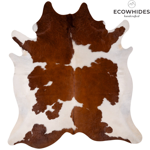 Brown and White Cowhide Rug Size 7'5'' L x 6'8'' W 5071