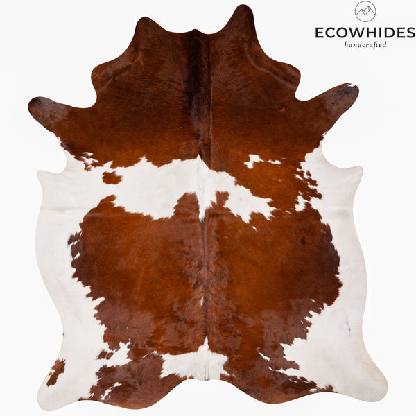 Brown and White Cowhide Rug Size 6'11" L x 6'2'' W 5181