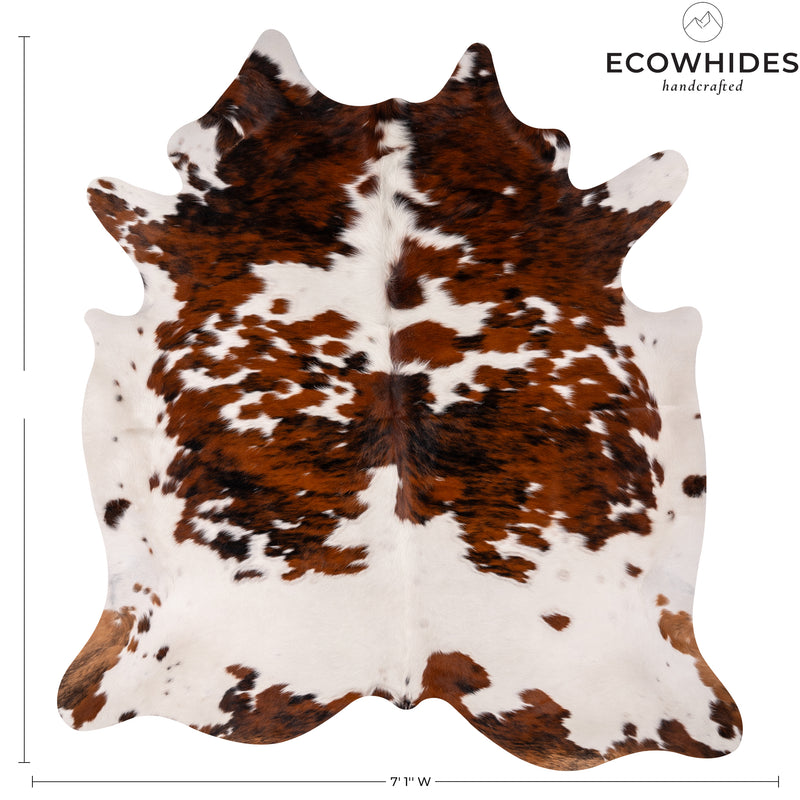 Tricolor Cowhide Rug Size 7'4" L X 7'1'' W 5196 , Stain Resistant Fur | eCowhides