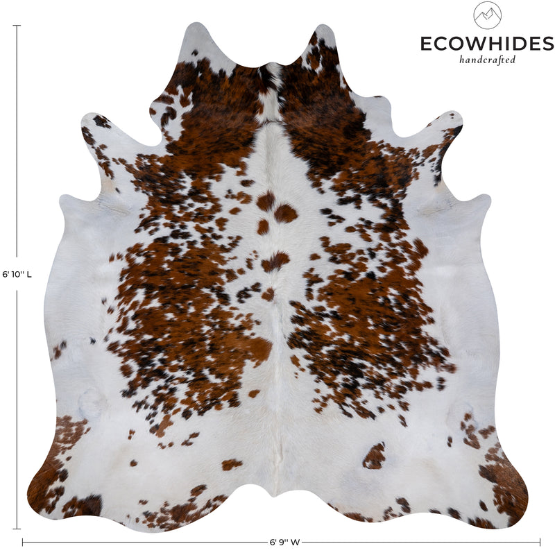 Tricolor Cowhide Rug Size 6'10'' L X 6'9'' W 5208 , Stain Resistant Fur | eCowhides