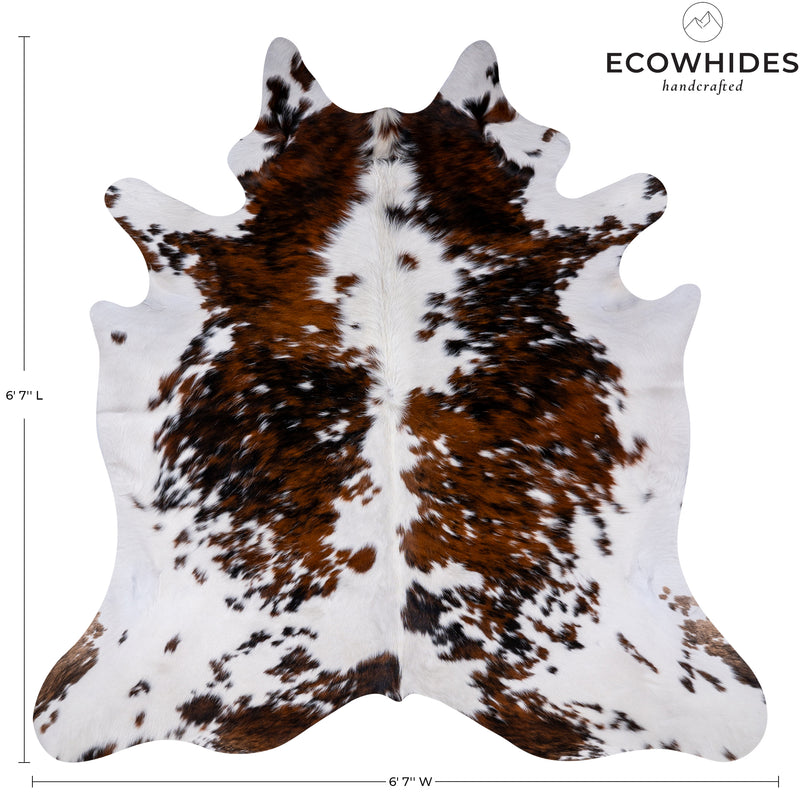 Tricolor Cowhide Rug Size 6'7'' L X 6'7'' W 5219 , Stain Resistant Fur | eCowhides