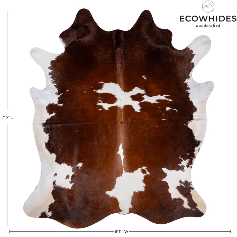 Brown And White Cowhide Rug Size 7'5'' L X 5'11'' W 5230 , Stain Resistant Fur | eCowhides