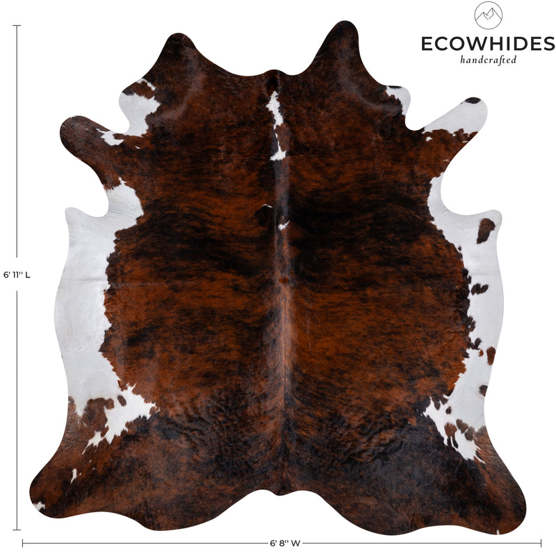 Brindle White Belly Cowhide Rug Size 6'11'' L X 6'8'' W 5237 , Stain Resistant Fur | eCowhides