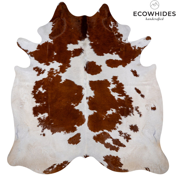 Brown And White Cowhide Rug Size 7'8'' L X 6'10'' W 5253 , Stain Resistant Fur | eCowhides