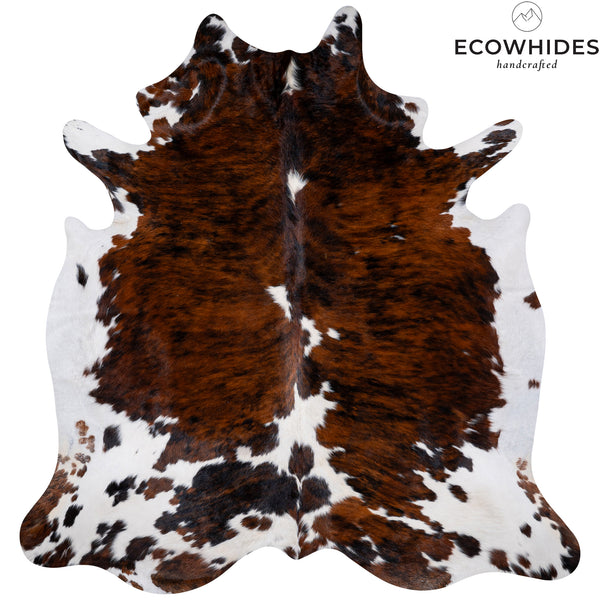 Tricolor Cowhide Rug Size 7'3'' L X 6'8'' W 5256 , Stain Resistant Fur | eCowhides