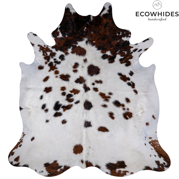 White Tricolor Cowhide Rug Size 7'4'' L X 6'7'' W 5281 , Stain Resistant Fur | eCowhides
