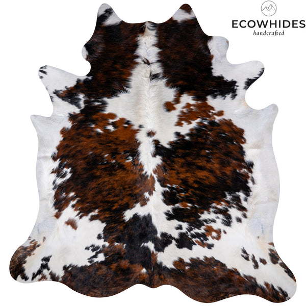 Tricolor Cowhide Rug Size 7'7'' L X 6'10'' W 5284 , Stain Resistant Fur | eCowhides