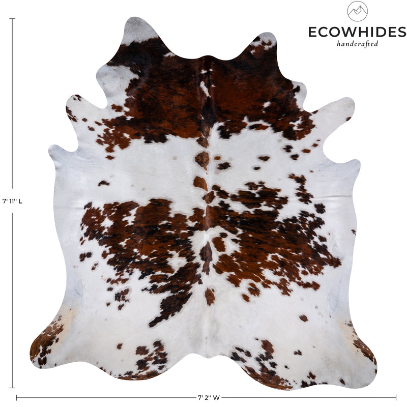 Tricolor Cowhide Rug Size 7'11'' L X 7'2'' W 5286 , Stain Resistant Fur | eCowhides