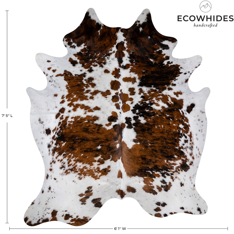 Tricolor Cowhide Rug Size 7'5'' L X 6'1'' W 5287 , Stain Resistant Fur | eCowhides