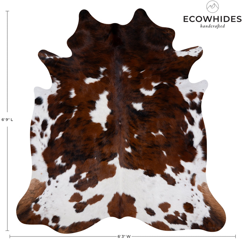 Tricolor Cowhide Rug Size 6'9'' L X 6'3'' W 5298 , Stain Resistant Fur | eCowhides